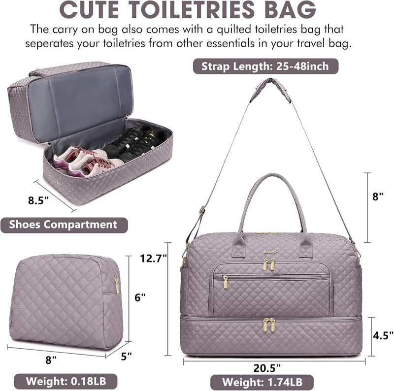 LUOCIP Travel Duffle Bag Weekender for Women - Carry-On Overnight Bag Personal Item Bag with Shoe Compartment & Wet Pocket Large Weekend Tote Bags with Toiletry Bag Hospital Bags for Labor and Delivery - Image 2